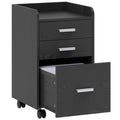 Mobile 3 Drawer Rolling Office Filing Cabinet With Edged Top For A4 And Letter Files, 39W x 40D x 65Hcm Homcom