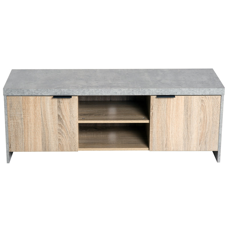 Grey TV Stand For TVs Up To 55 Inch With Storage Cupboards And Open Shelves