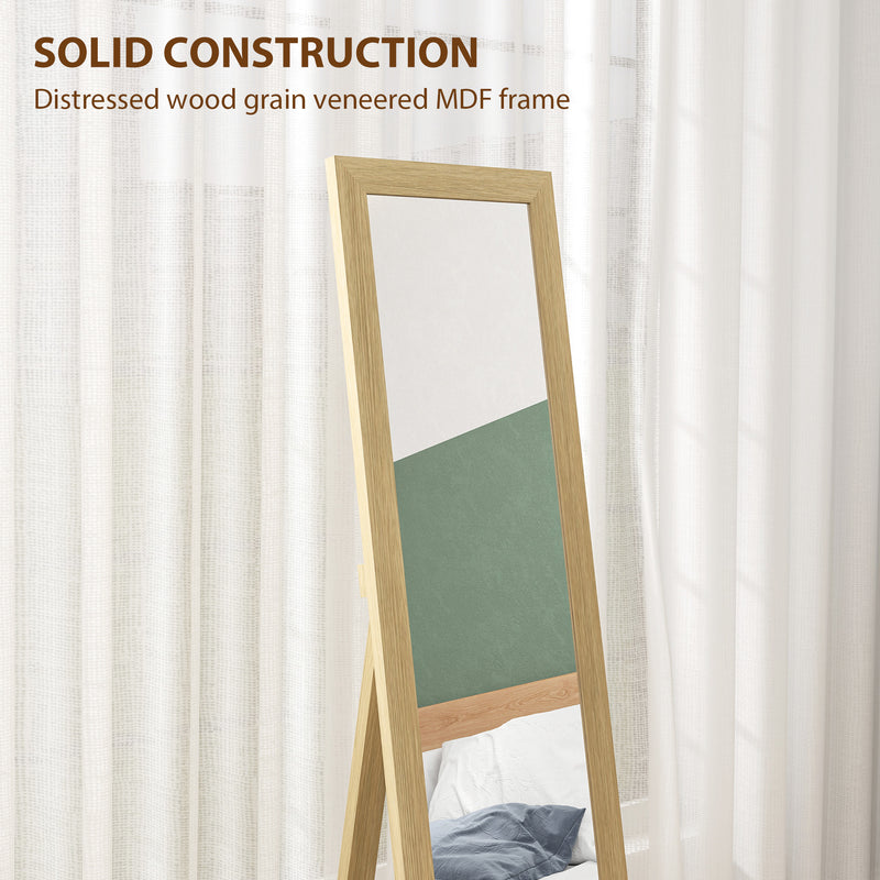 Full Length Leaning Wall Mirror 37 x 157 cm Ideal for Bedroom or Hallway Natural