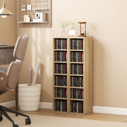 CD and Media Storage Shelves Set of 2 with Adjustable Compartments Oak AOSOM