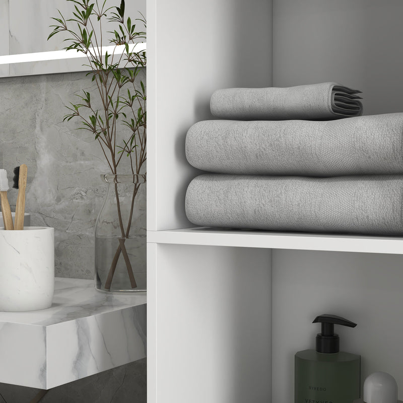 Tall Slim White High Gloss Bathroom Cabinet with Multi Storage by Kleankin