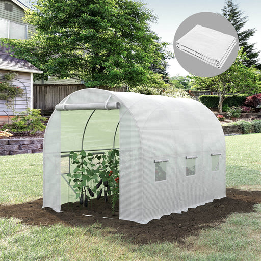 3 x 2 x 2m Walk In Greenhouse Replacement Cover With Roll Up Windows For Winter Use White