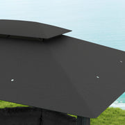 3 x 4m Steel Gazebo with Curtains Elegant Outdoor Shelter in Black by Outsunny