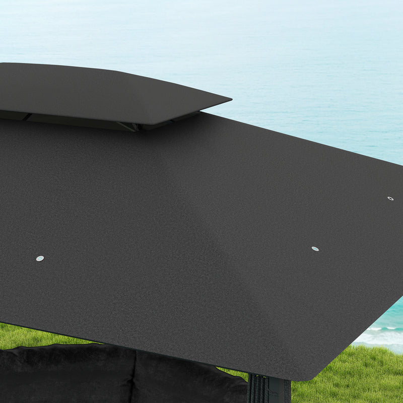 3 x 4m Steel Gazebo with Curtains Elegant Outdoor Shelter in Black by Outsunny