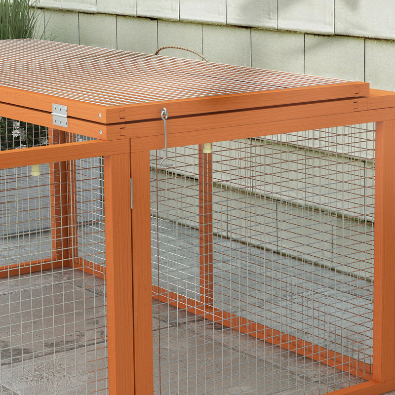 Foldable Wooden Rabbit Hutch for Indoor and Outdoor Use with Easy Access Orange AOSOM