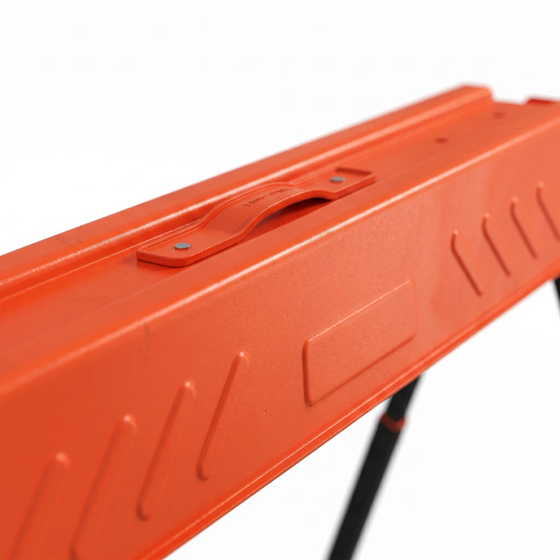 Adjustable Folding Sawhorse Pair for Stable DIY and Woodworking Support Orange Black
