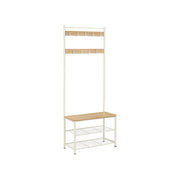 VASAGLE Coat and Shoe Rack, Oak/White