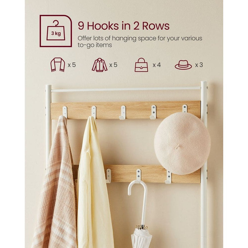 VASAGLE Coat and Shoe Rack, Oak/White