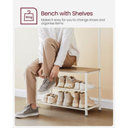 VASAGLE Coat and Shoe Rack, Oak/White
