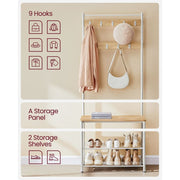 VASAGLE Coat and Shoe Rack, Oak/White
