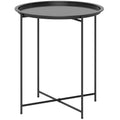 Black Steel Round Garden Table with Removable Tray Top by Outsunny