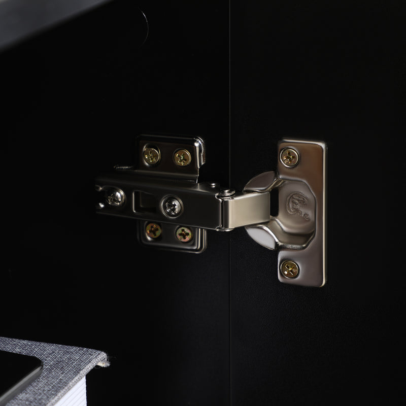 Freestanding Black High Gloss Storage Cabinet With Adjustable Shelves For Home Use