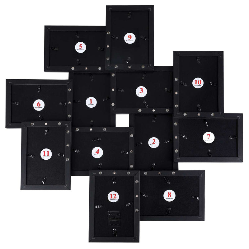 Back of the frame showing all 12 sections numbered 1 to 12 with turn clips