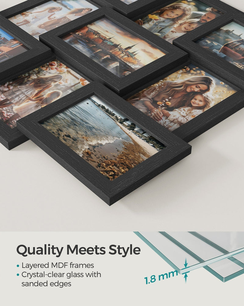 Close-up of the black MDF frames and their 1.8 mm clear glass fronts