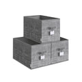 Set of 3 collapsible storage boxes in Cattail Grey by Songmics, front view