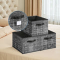 Set of 3 collapsible storage boxes in Ink Black by Songmics, front view