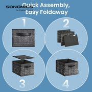Ink Black storage boxes folded flat for compact storage