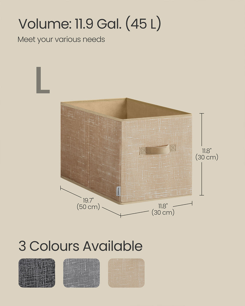 Size diagram of one storage box at 50 x 30 x 30 cm with 45 L capacity