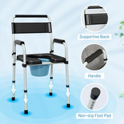 Close-up of the supportive back, handle and non-slip foot pad