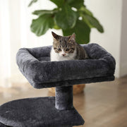 Cat tree positioned in a small room to show its compact footprint