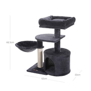 Cat tree shown from the front with all levels visible