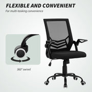 Chair slid under the compact desk to save floor space