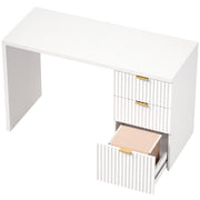 Homcom white computer desk with 3 drawers and an open file drawer showing hanging folders