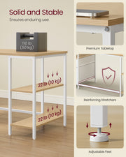Close-up of the steel frame, reinforcing stretchers and adjustable feet