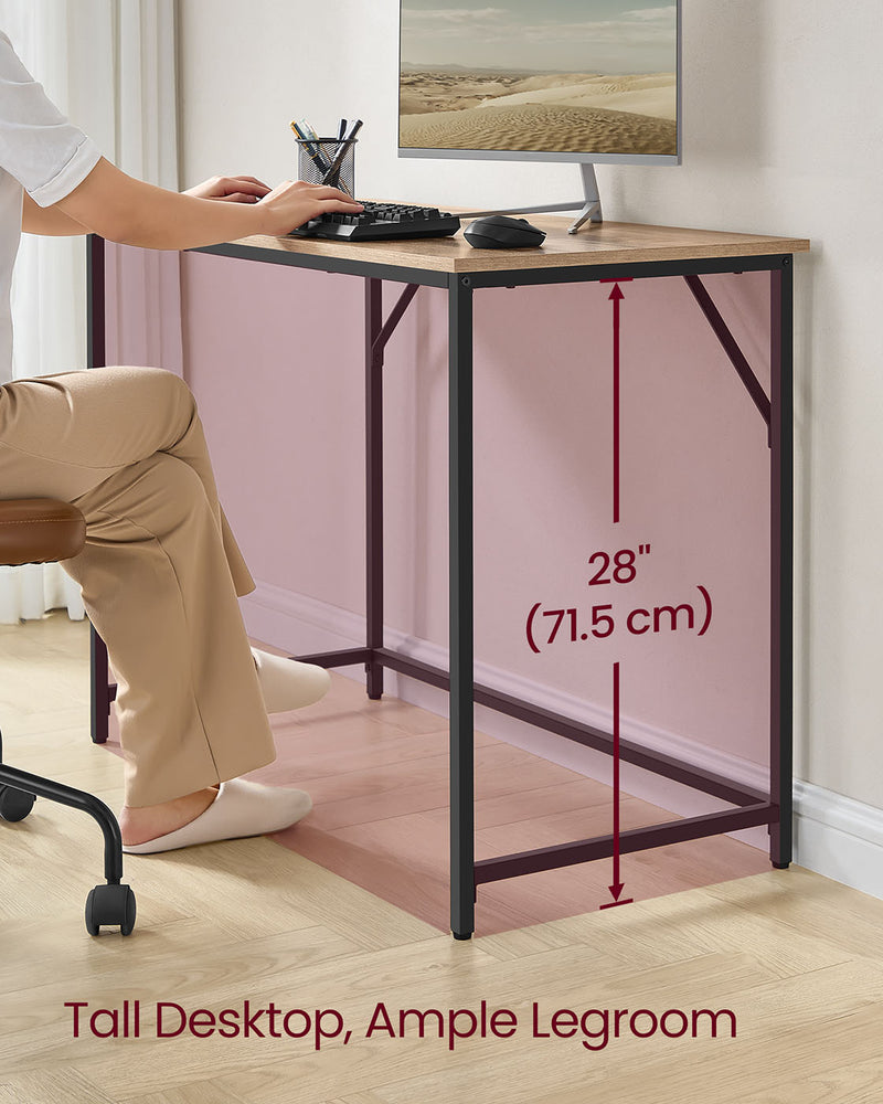 Close-up of the computer desk steel frame joint and adjustable foot