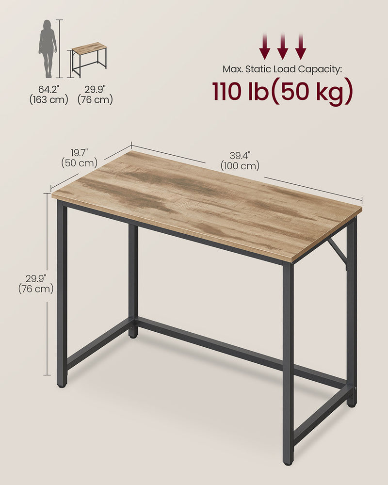 Computer desk dimensions diagram showing 100 x 50 x 76 cm measurements