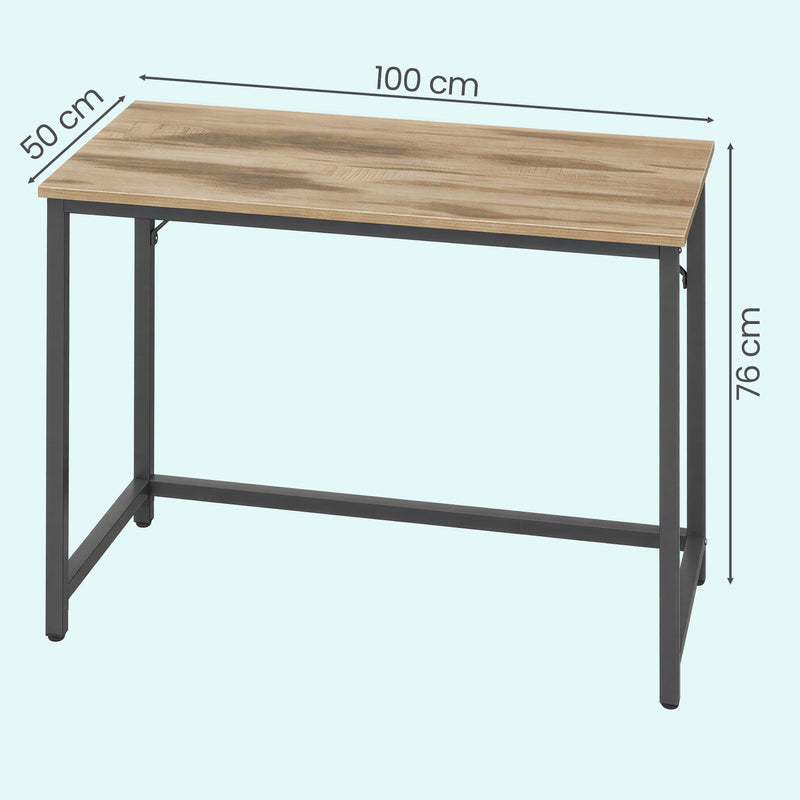 Dimensions diagram of the Vasagle desk, 100 x 50 x 76 cm