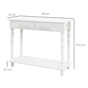 Console table dimensions diagram showing 84 cm width, 33 cm depth and 70.5 cm height