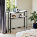 VASAGLE 2-tier console table in white and black, front view