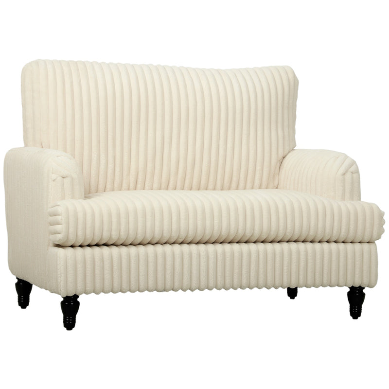 Homcom corduroy armchair with turned wooden legs, front studio view