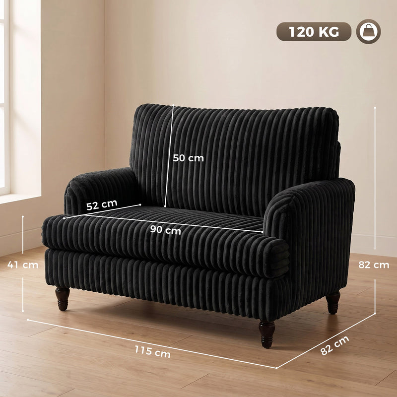 Measurement diagram with the 90 cm seat width, 52 cm seat depth, 41 cm seat height and 120 kg load