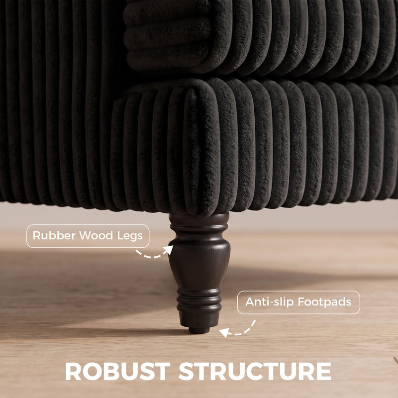 Robust structure close-up of a turned rubberwood leg with its anti-slip pad