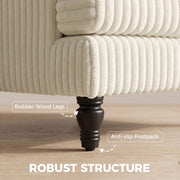 Labelled close-up of a rubberwood leg and anti-slip footpad
