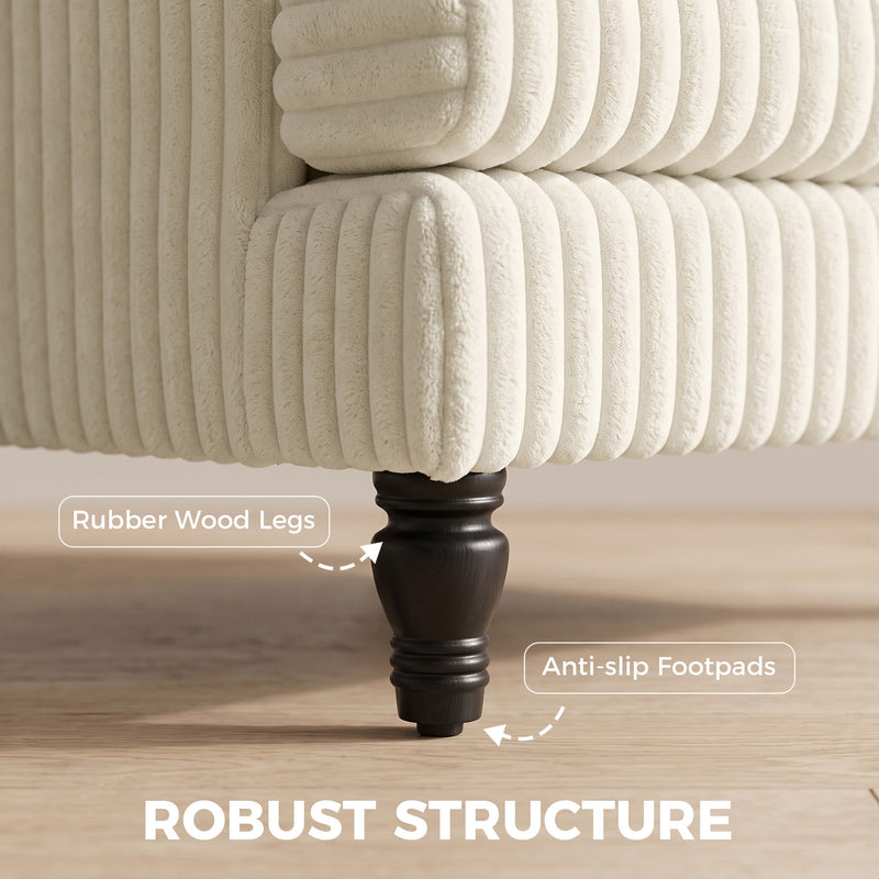 Labelled close-up of a rubberwood leg and anti-slip footpad