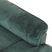 Close-up of the green corduroy armrest