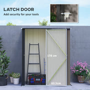 Latch door panel with an inset close-up of the slide latch and padlock hole