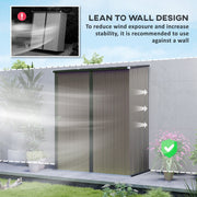 Lean-to wall design panel showing the shed placed against a wall to reduce wind exposure