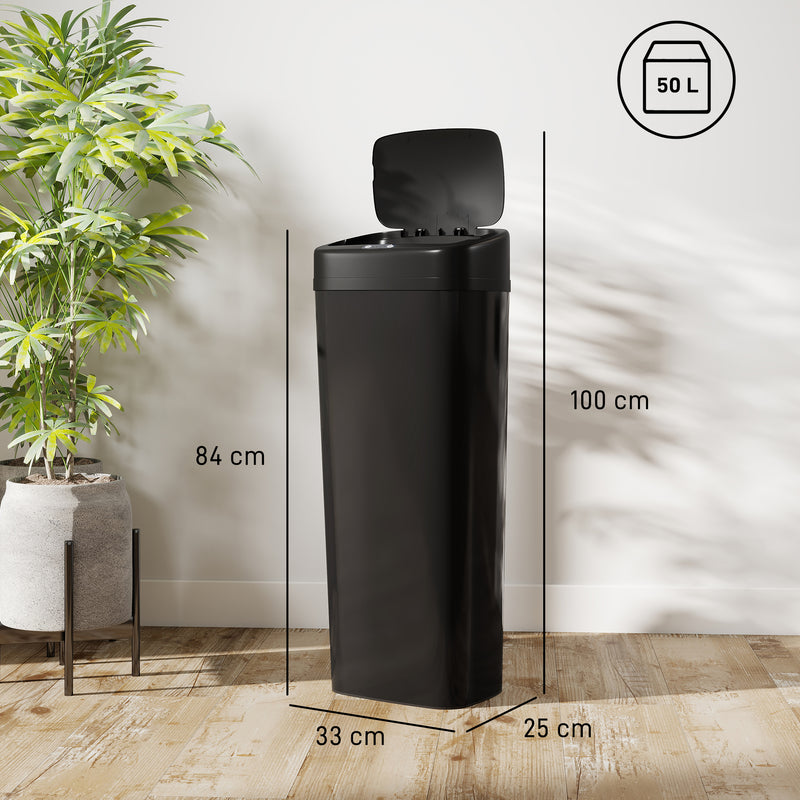 50L Motion Sensor Kitchen Bin With Soft Close Lid For Rubbish Disposal Black AOSOM
