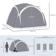 Family Camping Tent for 6 to 8 People with Mesh Walls and Removable Curtains White Grey Outsunny