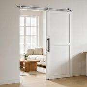 Sliding Door Hardware Kit for Quiet Wood Doors with Rustproof Stainless Steel Track Silver AOSOM