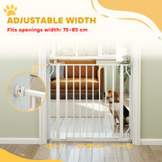Extra Wide Dog Gate with Walk Through Door for Stairs and Hallways White AOSOM