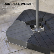Black Heavy Duty Cantilever Parasol Base Weights Set of 4 Holds 80kg Sand or 60kg Water