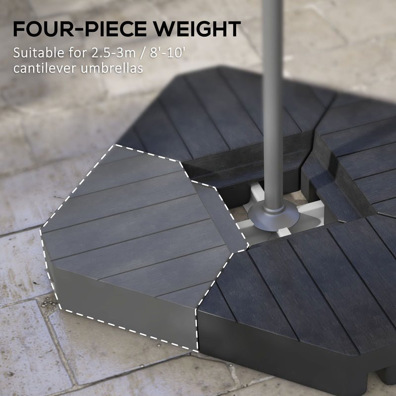 Black Heavy Duty Cantilever Parasol Base Weights Set of 4 Holds 80kg Sand or 60kg Water
