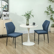 Blue Velvet Dining Chairs Set of 2 with Curved Back and Metal Legs for Dining Room