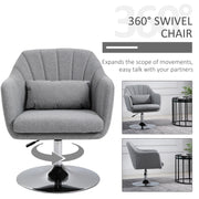 Swivel Accent Chair with Adjustable Height and Lumbar Support for Home Office Light Grey