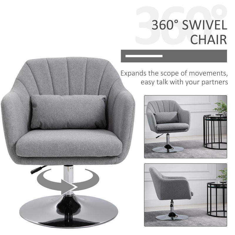 Swivel Accent Chair with Adjustable Height and Lumbar Support for Home Office Light Grey
